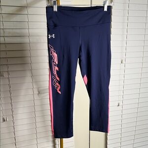 Under Armour Dark Blue and Pink Athletic Leggings